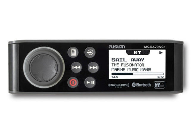 Fusion MS-RA70NSX : DIN 2-Zone Marine Radio, front side.