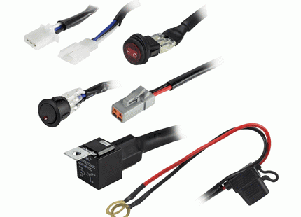 Heise Add-On Universal Light Bar Switch and Wiring Harness, contents.