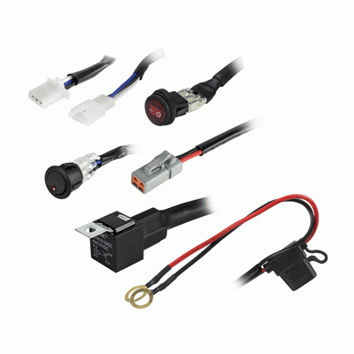 Heise Add-On Universal Light Bar Switch and Wiring Harness, contents.