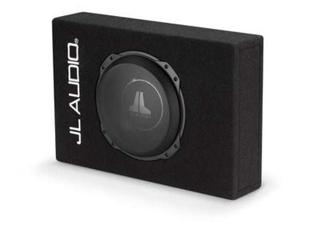 JL Audio CS110LG-TW3 : 10" Thin Subwoofer Enclosure - 400W RMS 2Ω, side view.