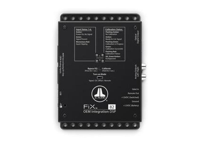 JL Audio FiX-82 : OEM Integration DSP - 8ch In 2ch Out, top side.