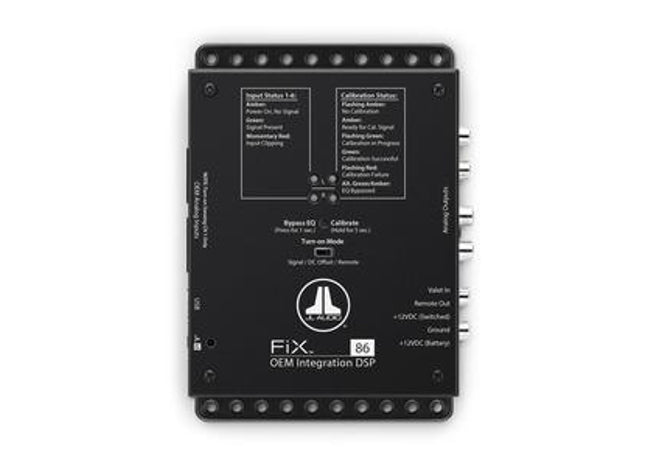 JL Audio FiX-86 : OEM Integration DSP - 8ch In 6ch Out, top side.