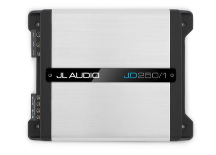 JL Audio JD250/1 : 250W or 150W Mono Amplifier @ 2Ω or 4Ω, top side.