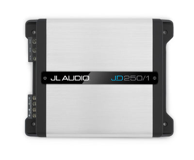 JL Audio JD250/1 : 250W or 150W Mono Amplifier @ 2Ω or 4Ω, top side.