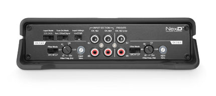 JL Audio JD400/4 : 100W or 75W 4ch Amplifier @ 2Ω or 4Ω, input side.