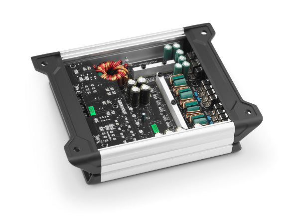 JL Audio JD400/4 : 100W or 75W 4ch Amplifier @ 2Ω or 4Ω, inside view.
