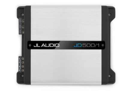 JL Audio JD500/1 : 500W or 250W Mono Amplifier @ 2Ω or 4Ω, top side.