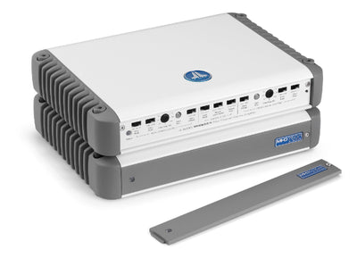 JL Audio MHD600/4 : 4ch Marine Amplifier, shown in stackable configuration.