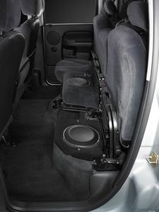 JL Audio SB-D-QDRAMD/10TW1 : 10" Thin 600W Subwoofer Enclosure, shown installed.