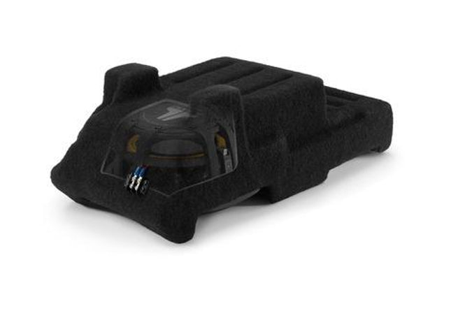 JL Audio SB-GM-3GSLVCNSL/10TW1 : 10" Thin 300W Subwoofer Enclosure, cutaway view.