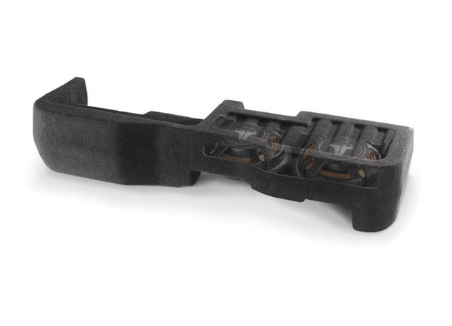 JL Audio SB-GM-SLVCC4/12TW3 : Dual 12" 800W 2Ω Thin Subwoofer Enclosure, cutaway view.