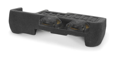 JL Audio SB-GM-SLVD4/10TW3 : Dual 10" 800W 2Ω Thin Subwoofer Enclosure, cutaway view.