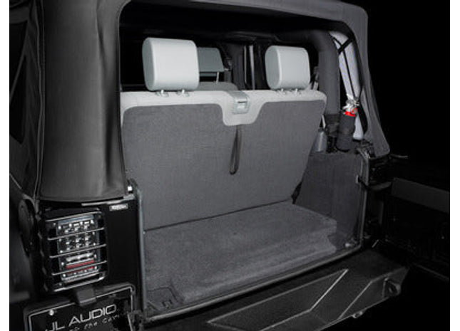 JL Audio SB-J-JK2DR/10W1v3/BK : 10" 300W 2Ω Subwoofer Enclosure, shown installed.