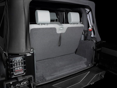 JL Audio SB-J-JK2DR/10W1v3/BK : 10" 300W 2Ω Subwoofer Enclosure, shown installed.