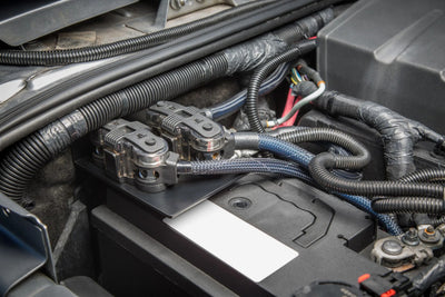JL Audio SBA-J-JK-FHB : Under Hood Mount Fuse Holder Bracket, shown installed.