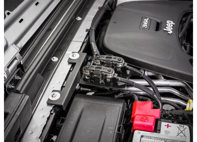 JL Audio SBA-J-JL-FHB : Under Hood Mount Fuse Holder Bracket, top view installed.