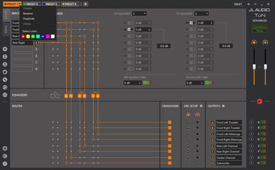 JL Audio TwK-88 : 8ch Digital System Tuning DSP, settings section.