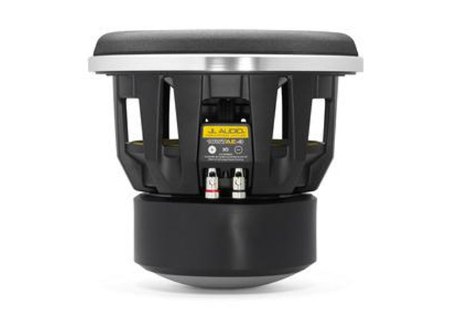 JL Audio 10W7AE : 10-Inch 750-Watt Subwoofer Driver, 3-Ohm SVC, 10th Anniversary Edition, side view.