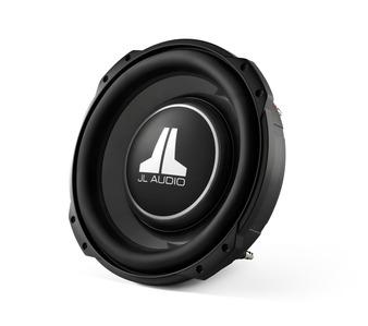 JL Audio 12TW3 : 12-Inch 400-Watt Thin Subwoofer Driver, 4-Ohm or 8-Ohm DVC, front side view.