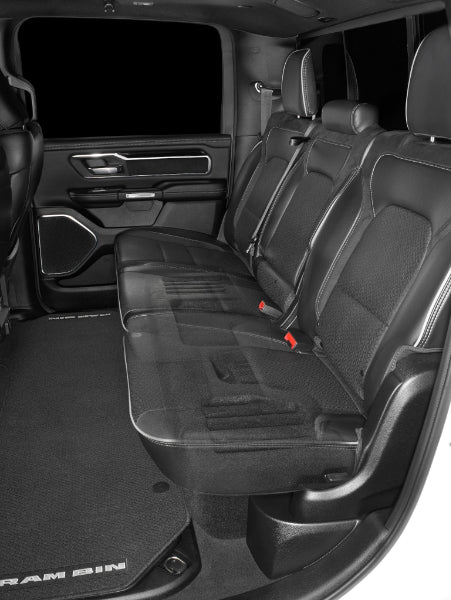 JL SB-D-5GRAMCCR/10TW3 : Dual 10" 800W Sub Box for Ram 1500 Crew Cab 2019-UP, installed under rear seat.