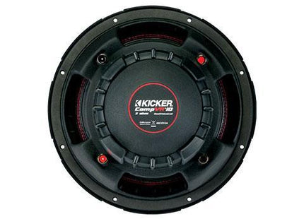 Kicker 43CVR10 : 10-Inch 350-Watt Subwoofer Driver, 2-Ohm or 4-Ohm DVC, rear view.