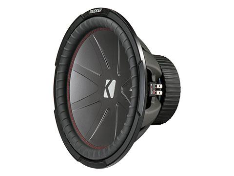 500W 12" Subwoofer Driver, 2Ω or 4Ω DVC : Kicker 43CWR12, front side view.