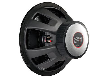500W 12" Subwoofer Driver, 2Ω or 4Ω DVC : Kicker 43CWR12, rear view.