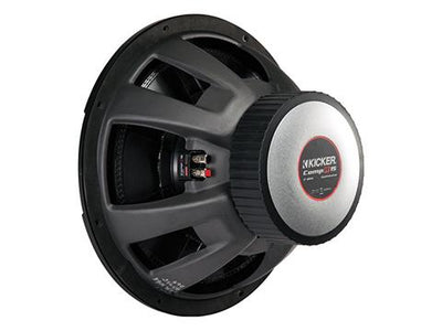 500W 12" Subwoofer Driver, 2Ω or 4Ω DVC : Kicker 43CWR12, rear view.