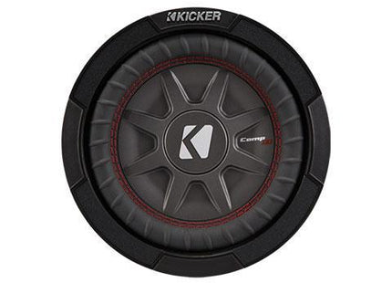 Kicker 43CWRT8 : 300W 8" Thin Subwoofer Driver, 2Ω Dual Voice Coil, front side.