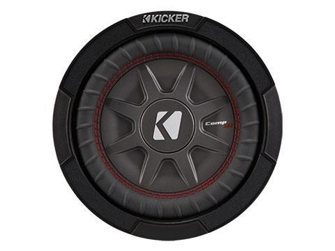 Kicker 43CWRT8 : 300W 8" Thin Subwoofer Driver, 2Ω Dual Voice Coil, front side.