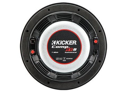 Kicker 43CWRT8 : 300W 8" Thin Subwoofer Driver, 2Ω Dual Voice Coil back side.