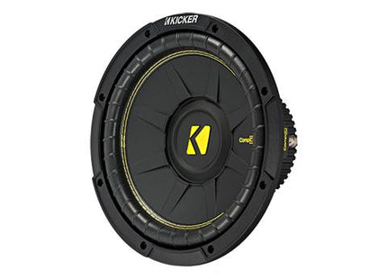Kicker 44CWC : 10-Inch 300-Watt Subwoofer Driver, 4-Ohm SVC or 4-Ohm DVC, front right side.