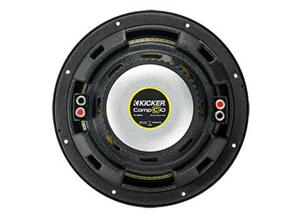 Kicker 44CWC : 10-Inch 300-Watt Subwoofer Driver, 4-Ohm SVC or 4-Ohm DVC, rear view of DVC driver.