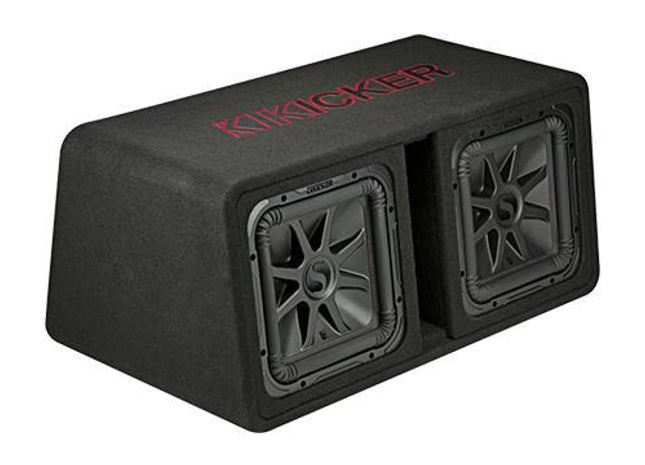 1200W Dual 12" Subwoofer Enclosure, 2Ω Configuration : Kicker 45DL7R122 front side view.