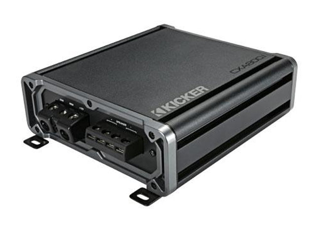 Mono 600W Amplifier @ 2Ω, or 300W @ 4Ω : Kicker 46CXA8001t top side view.