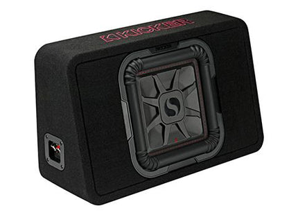 Kicker 46TL7T10 : 10-Inch Thin Loaded Subwoofer Enclosure, 500-Watts RMS, 2-Ohm or 4-Ohm Impedance, input side.