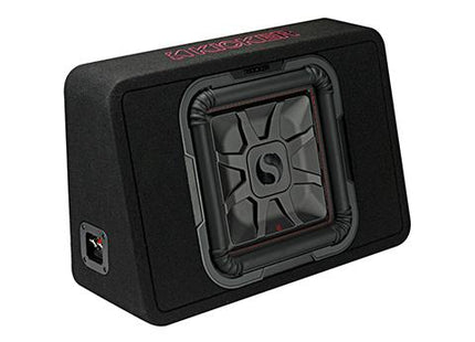 Kicker 46TL7T12 : 12-Inch Thin Loaded Subwoofer Enclosure, 600-Watts RMS, 2-Ohm or 4-Ohm Impedance, input side.