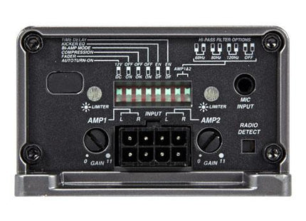 4-Channel Amplifier with Automatic DSP and Built-In EQ/Processor, 50-Watts RMS @ 4-Ohms x 4ch, settings section.