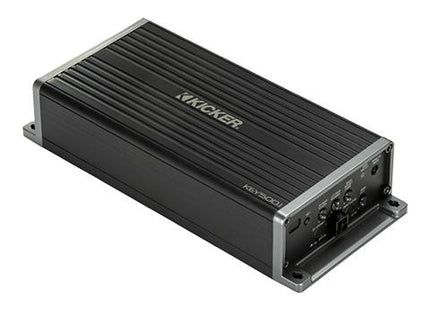 Kicker KEY-Series Mono Amplifier with Automatic EQ/DSP Processor, 300-Watts @ 2-Ohm, left side.