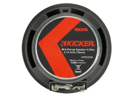 Kicker 47KSC2704 : 2-3/4" Coaxial Speaker Drivers, 50-Watt RMS, back side view.