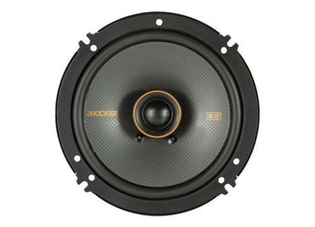 Kicker 47KSC6504 : 6-1/2-Inch Coaxial Speaker Drivers, 100-Watt RMS, top side.
