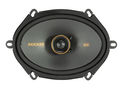 Kicker 47KSC6804 : Six-by-Eight-Inch Coaxial Speaker Drivers, 75-Watt RMS, top side.