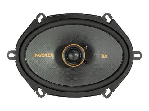 Kicker 47KSC6804 : Six-by-Eight-Inch Coaxial Speaker Drivers, 75-Watt RMS, top side.