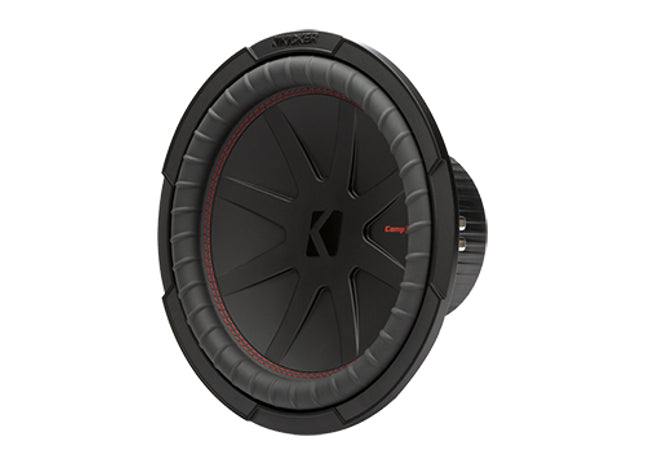 Kicker 48CWR12 : 500W 12" Subwoofer Driver, 2Ω or 4Ω DVC, right side.