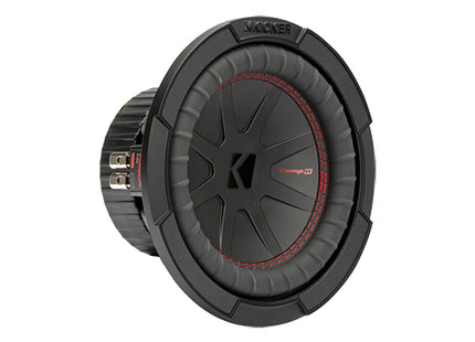 Kicker 48CWR8 : 300W 8" Subwoofer Driver, 2Ω or 4Ω Dual Voice Coil, right side.