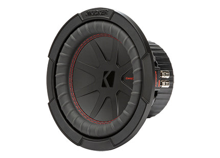 Kicker 48CWR8 : 300W 8" Subwoofer Driver, 2Ω or 4Ω Dual Voice Coil, left side.