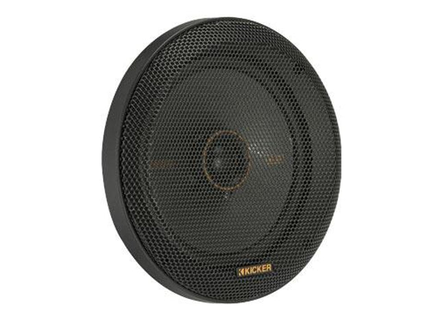 Kicker 51KSC6504 : 6.5" 100W RMS Coaxial Speakers, shown with grille.