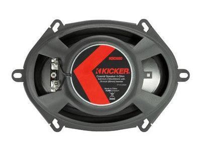 Kicker 51KSC6804 : Six-by-Eight-Inch Coaxial Speaker Drivers, 75-Watt RMS, back side.