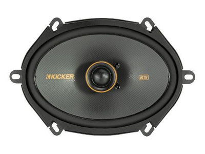 Kicker 51KSC6804 : Six-by-Eight-Inch Coaxial Speaker Drivers, 75-Watt RMS, top side.