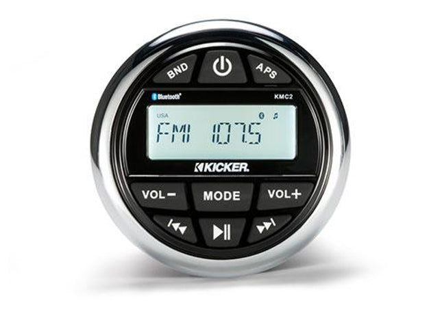 Kicker KMC2 : Gauge Style Marine Head Unit, Mechless BT